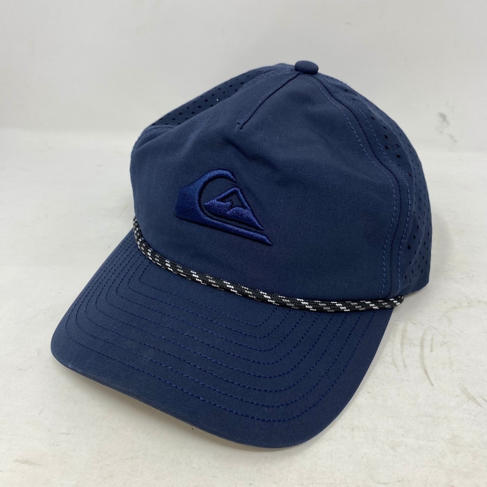 Quiksilver Mens Navy Blue Perforated Snapback Hat Rope Detail‎ OSFM